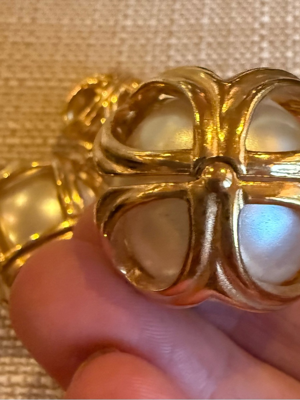 Vintage Christian Dior By Grosse Gold Pearl Cage Drop Clip On Earrings - Picture 7 of 10